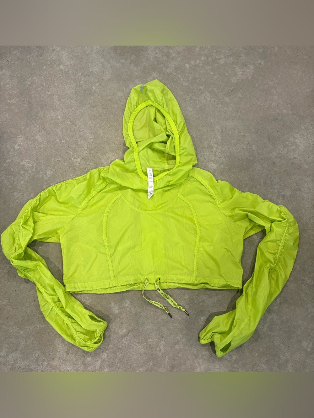 lululemon athletica Neon Lime Cropped Hooded Windbreaker